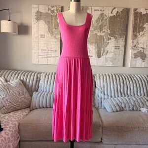 Jason Wu Womens Pink Sleeveless Smocked Back Tiered Jersey Midi Dress Size M